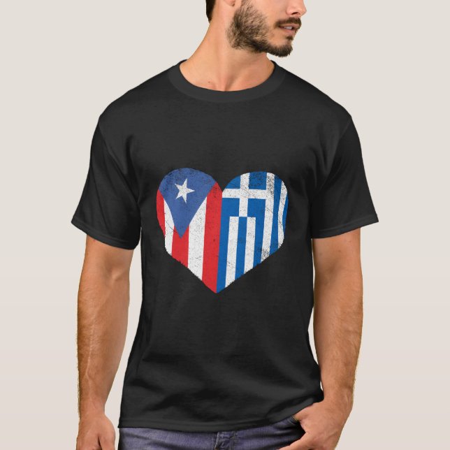 Greek Puerto Rican Flag Love Greece Puerto Rico T-Shirt (Front)
