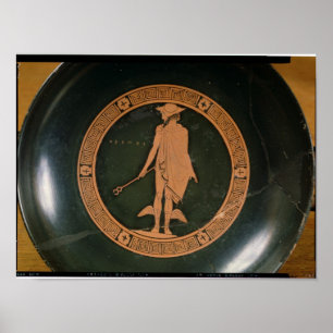 Greek red-figure cup, depicting the god Hermes Poster