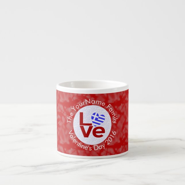 Greek Red LOVE Flag Personalised  Espresso Cup (Front)