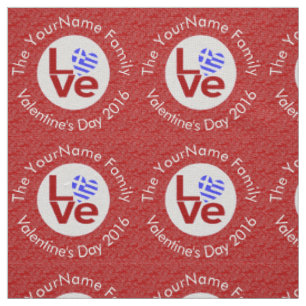 Greek Red LOVE Heart Flag Personalised Text  Fabric