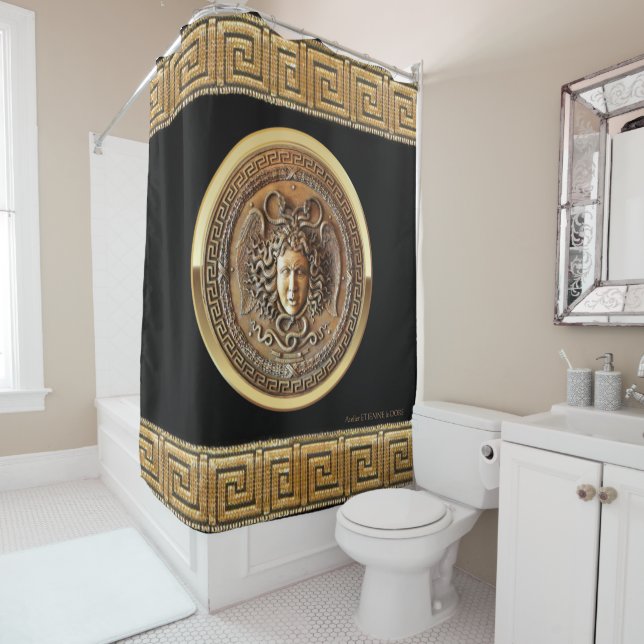 Greek Revival Medusa Shower Curtain (In Situ)
