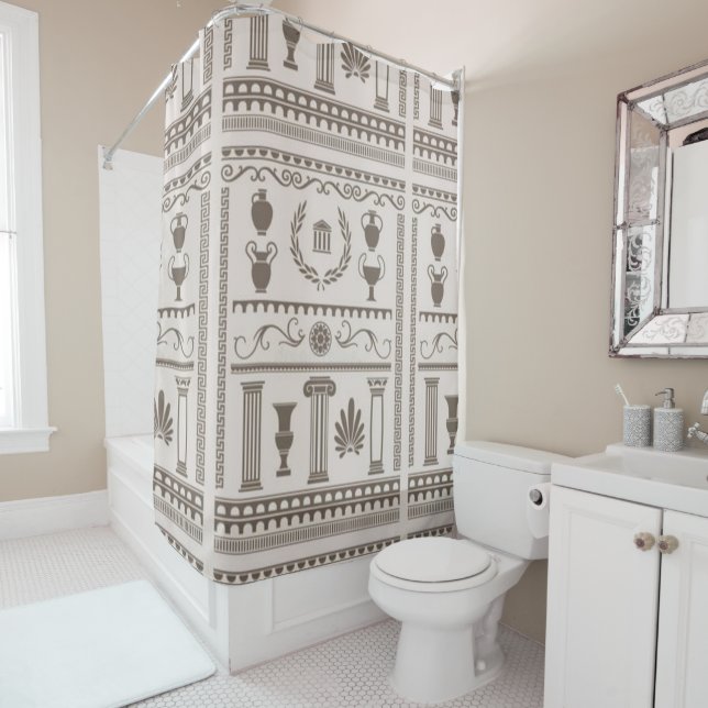 Greek Revival Motif Shower Curtain (In Situ)