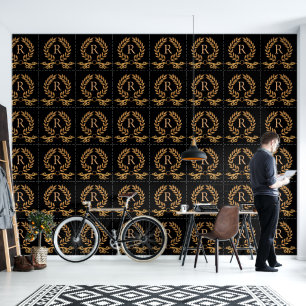 Greek / Roman Laurel Wreath Personalised Monogram Wallpaper