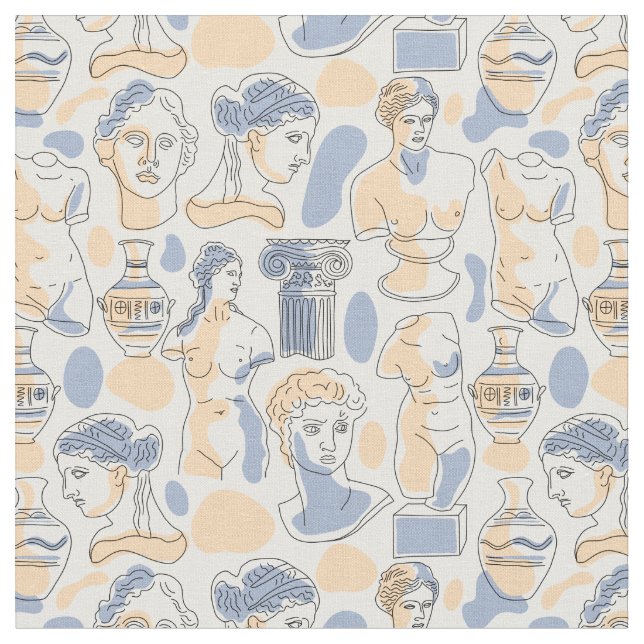 Greek Roman Sculpture Pattern Fabric (Close Up)
