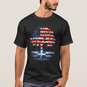 Greek Roots American Branches Greece Flag Usa T-Shirt