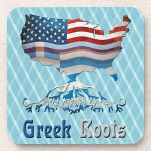 Greek Roots American Map Cork Coasters