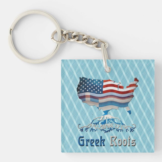 Greek Roots American Map Keyring (Front)