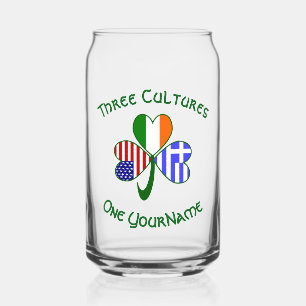 Greek Shamrock Flag Can Glass