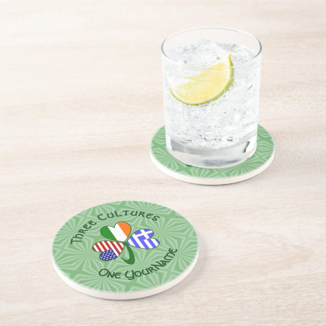Greek Shamrock Flag Coaster (Side)