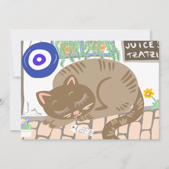 Greek Sleepy Cat Taverna Scenery (Front)