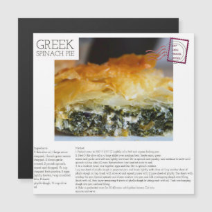 GREEK Spinach Pie Magnetic Recipe Postcard