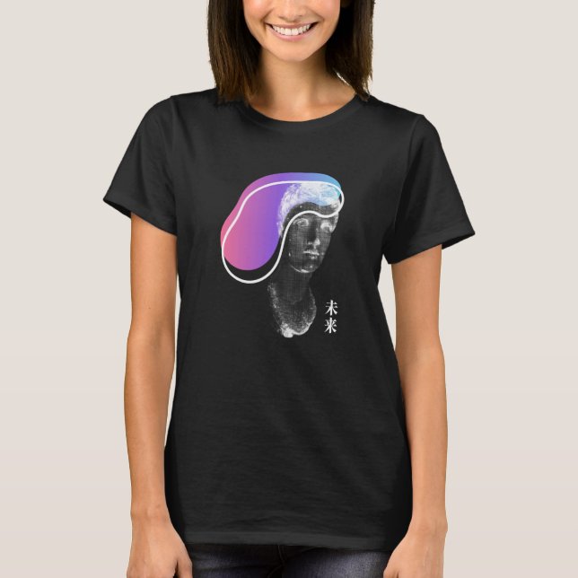Greek Statue Artsy Vaporwave Retrowave Kanji T-Shirt (Front)