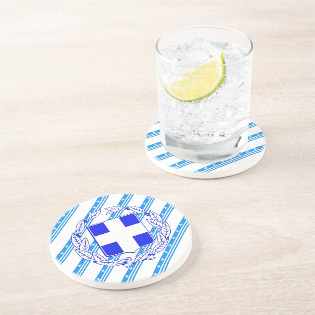 Greek stripes flag coaster (Side)