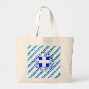 Greek stripes flag large tote bag