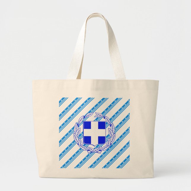 Greek stripes flag large tote bag (Front)