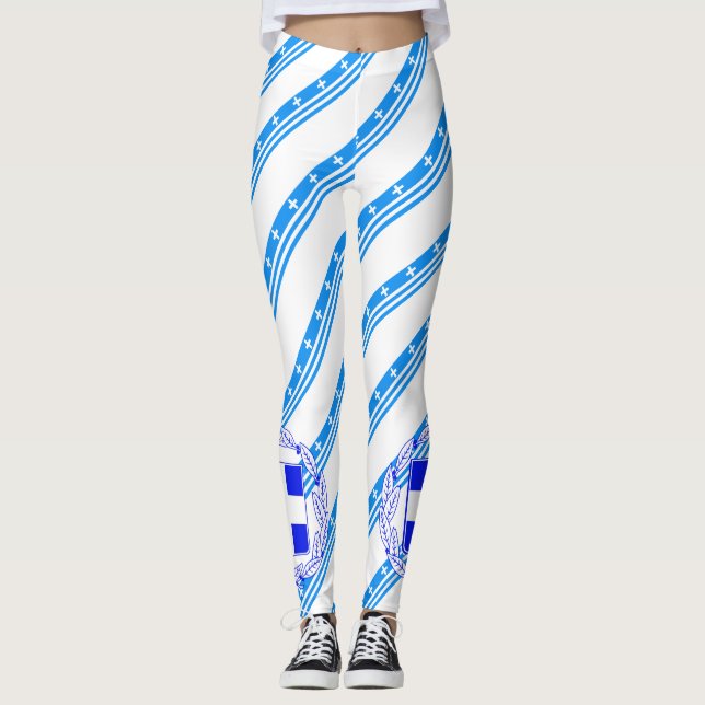Greek stripes flag leggings (Front)