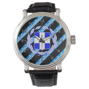 Greek stripes flag watch