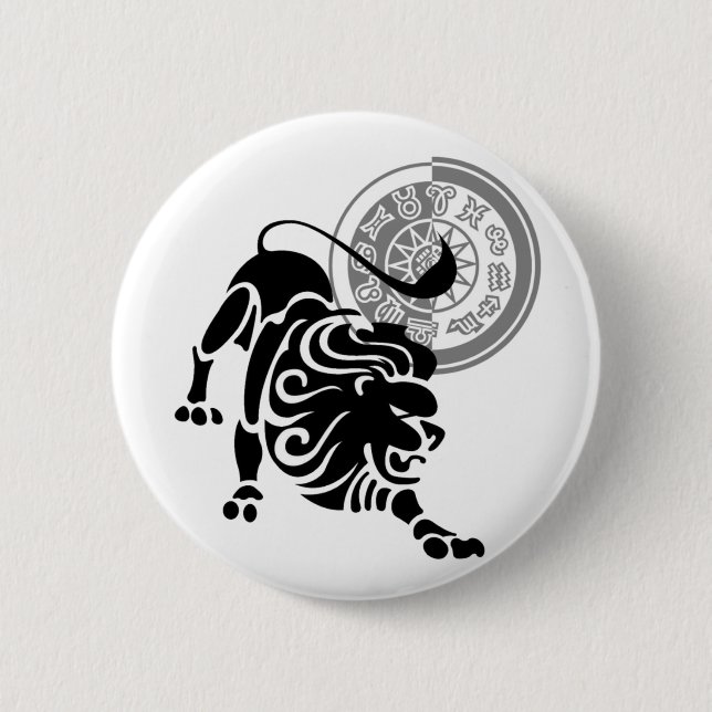 Greek style Leo Lion Zodiac Chart 6 Cm Round Badge (Front)