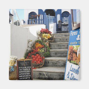greek tavern on Santorini, Greece Magnet