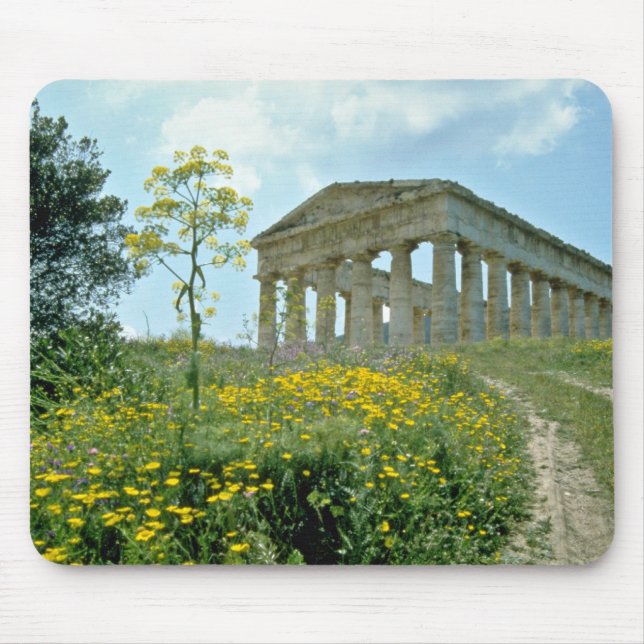 Greek Temple, Segesta, Sicily, Italy  flowers Mouse Pad (Front)