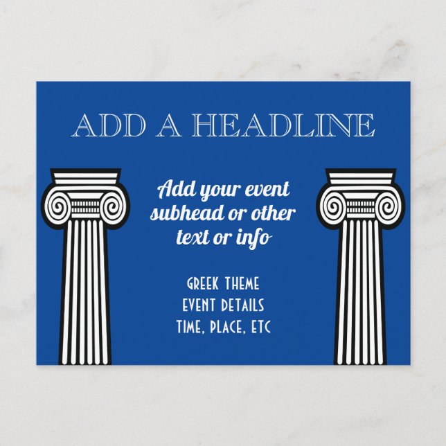 Greek Theme Event with Columns any text Postcard (Front)