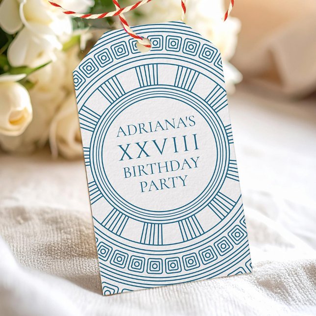 Greek themed party favours with blue patterns gift tags (Creator Uploaded)