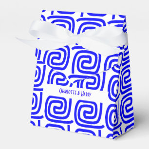 Greek Traditional Blue White Meander Personalised Favour Box