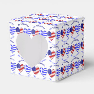 Greek USA Heart Flag My Country My Ancestry Favour Box