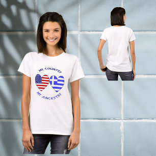 Greek USA Heart Flag My Country My Ancestry T-Shirt