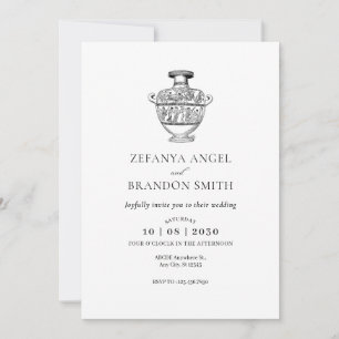 Greek vase vintage art invitation