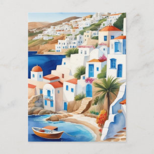 Greek Village by the Sea, Greece Travel Souvenir Postcard