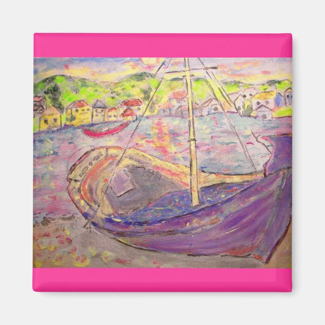 greek  village sunset magnet (Front)