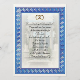 Greek wedding Invitation Blue Key elegant