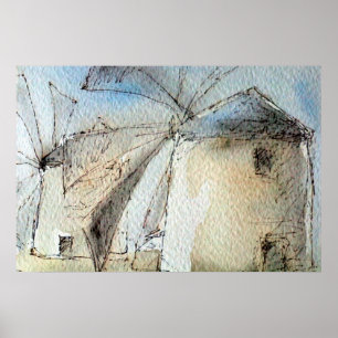 Greek Windmills Poster