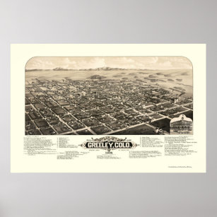 Greeley, CO Panoramic Map - 1882 Poster