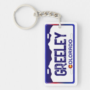 Greeley Colorado blue license plate keychain