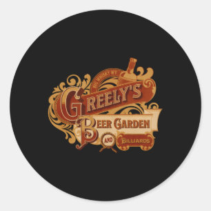 Greely'S Beer Garden Billiards Western Movie Classic Round Sticker