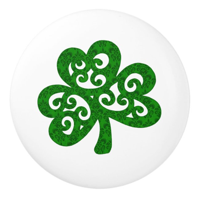 Greem Shamrock Designer Ceramic Knob (Front)