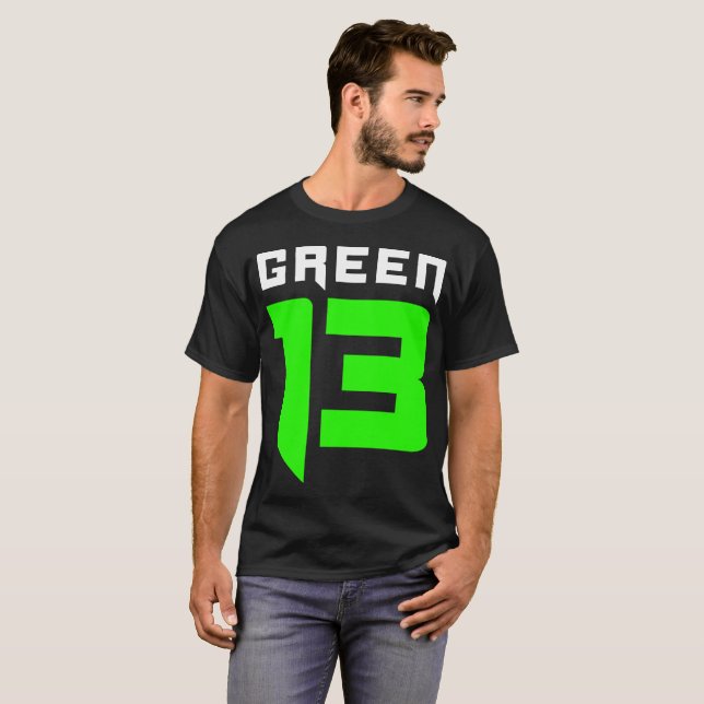 Green 13 Logo (Black) T-Shirt (Front Full)