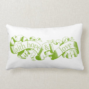 Green 1 Corinthians 13 Faith Hope Love Pillow