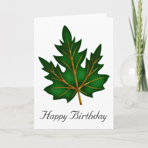 Green 1 Leaf Fall Season Happy Birthday Card