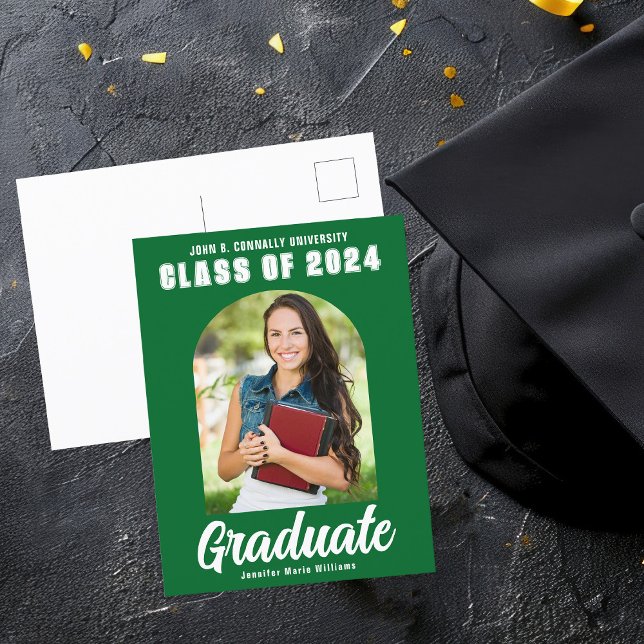 Green 2024 Graduate Photo Arch Modern Graduation Postcard (Creator Uploaded)