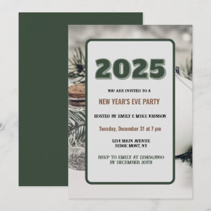 Green 2025 New Year's Eve custom year  Invitation