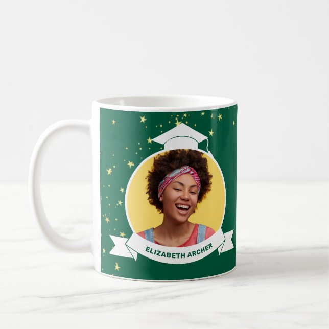 Green 2025 Photo Graduation Coffee Mug (Left)