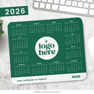 Green 2026 Business Logo Branded Calendar Mouse Pad