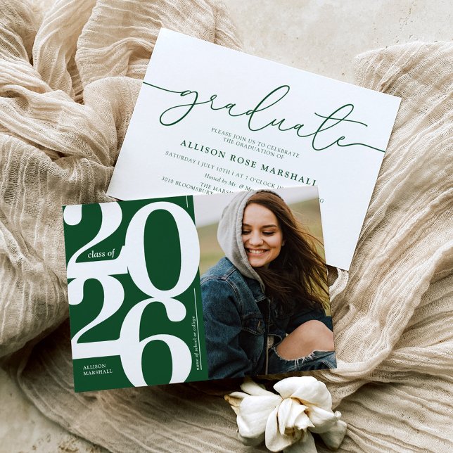 Green 2026 Photo Graduation Party Invitation (Creator Uploaded)