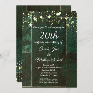 Green 20th Anniversary Invitation Card Design