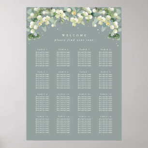 Green 20x28" 16 Tables of 8 Seating Chart Poster