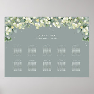 Green 28x20" 10 Tables of 8 Seating Chart Poster