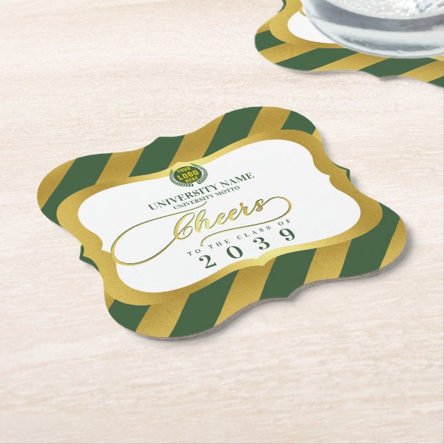 Green 2 School College University Graduation Day Paper Coaster (Angled)